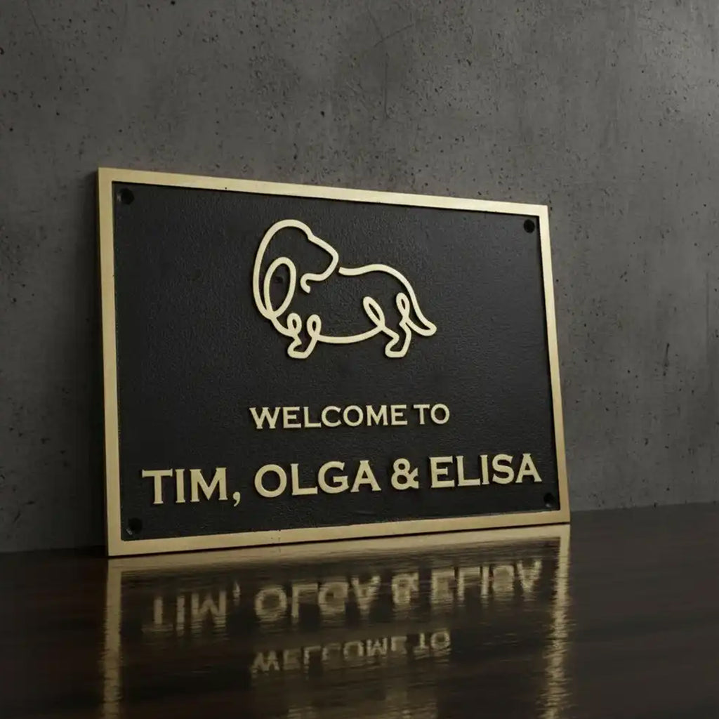 Brass Plaque – Custom Engraved Name Plate with Black Surface Finish