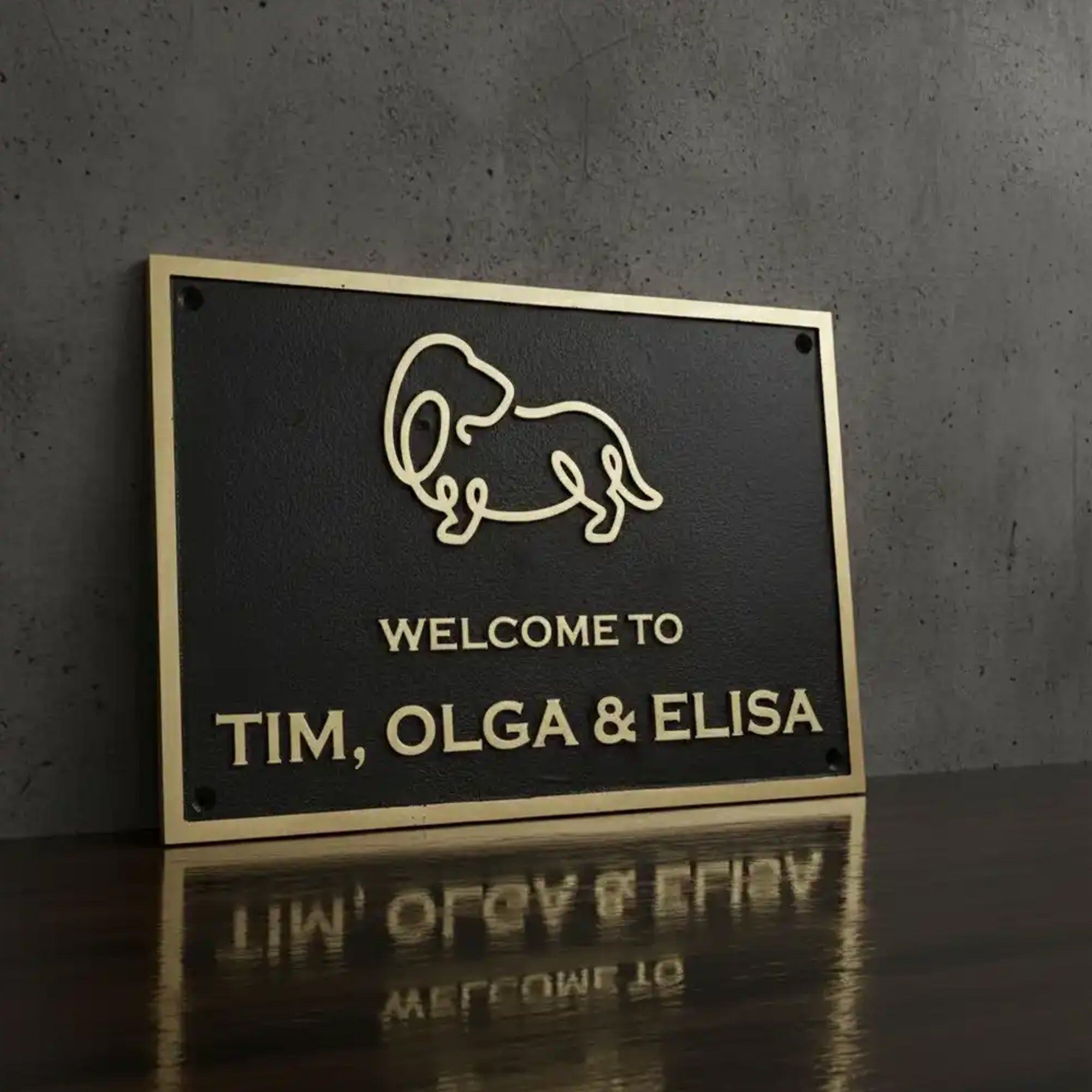 Brass Plaque – Custom Engraved Name Plate with Black Surface Finish