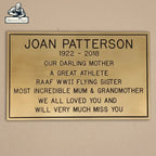 Engraved Brass Memorial Plate – Custom Personalized Remembrance Plaque