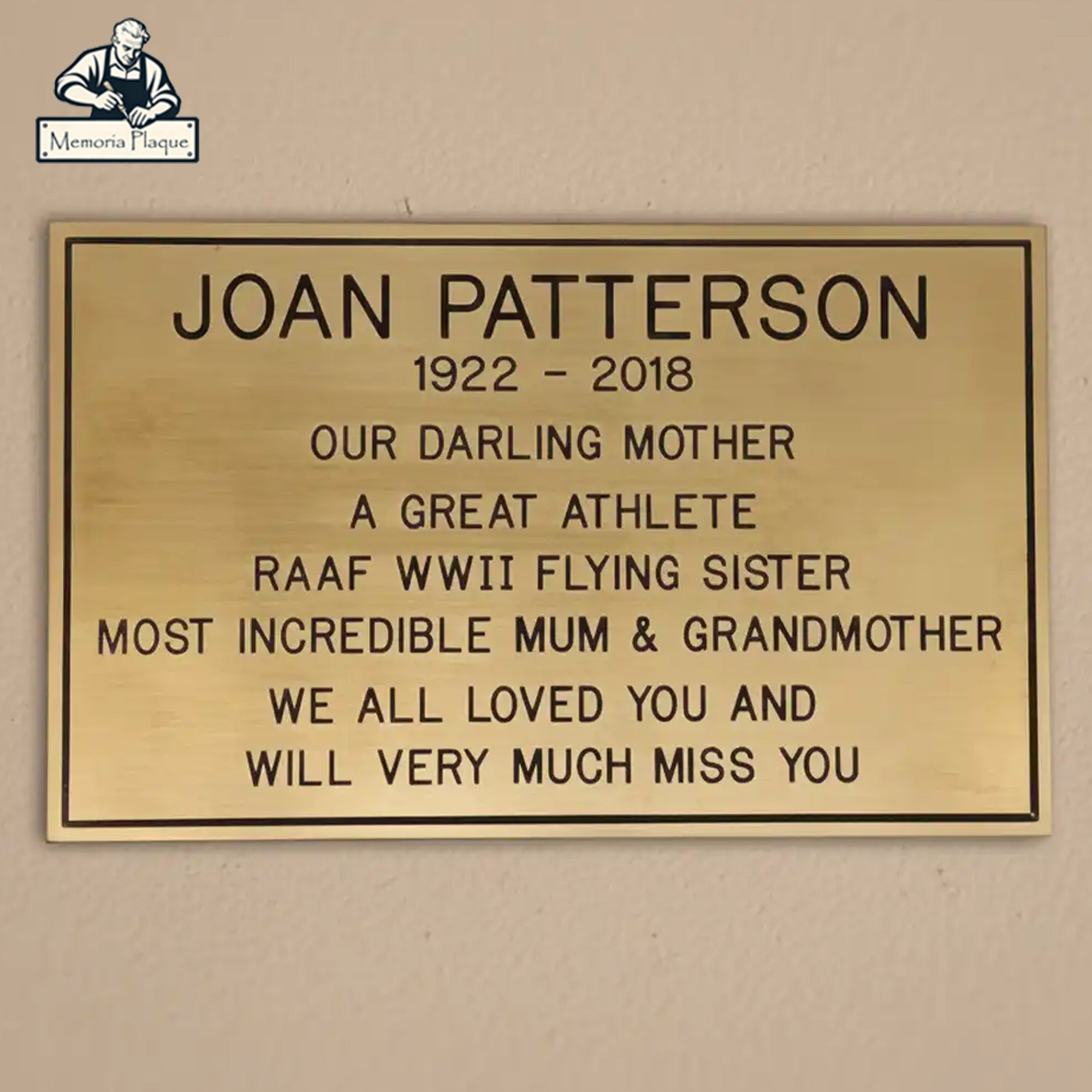 Engraved Brass Memorial Plate – Custom Personalized Remembrance Plaque