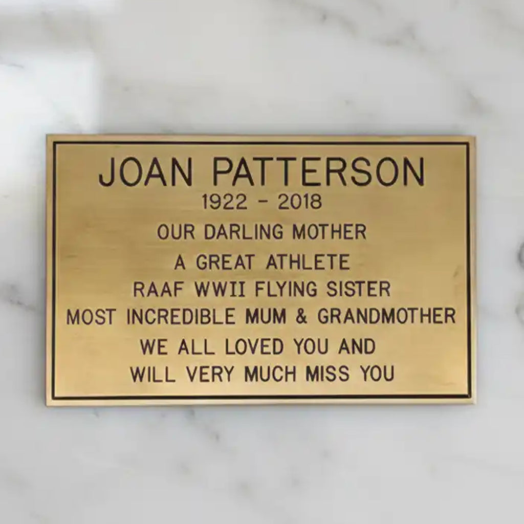 Engraved Brass Memorial Plate – Custom Personalized Remembrance Plaque