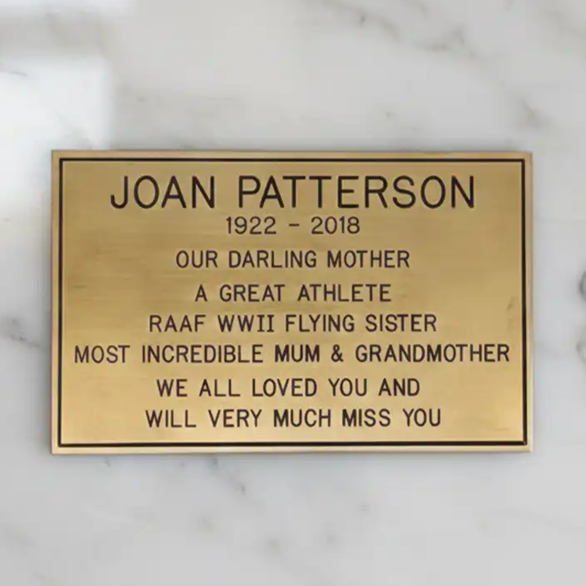 Engraved Brass Memorial Plate – Custom Personalized Remembrance Plaque