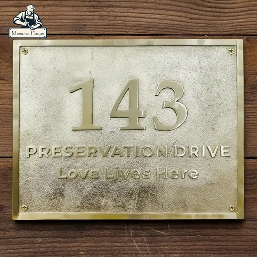 Brass House Number Plaque Custom Engraved Address Brass Plate