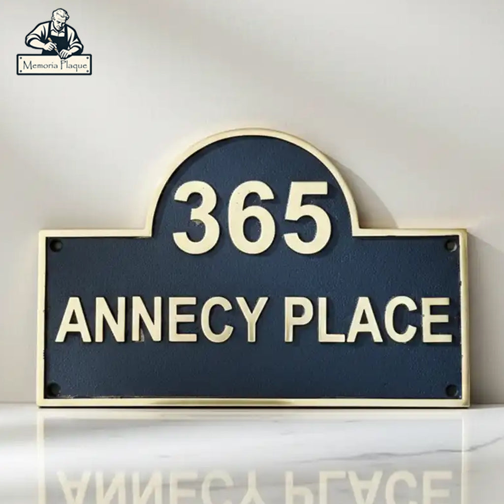 Custom House Number Signs | Brass Address Sign – Black Finish