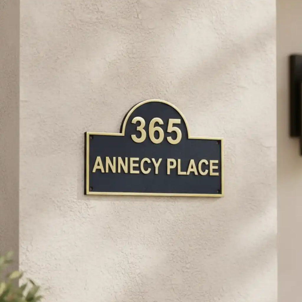 Custom House Number Signs | Brass Address Sign – Black Finish