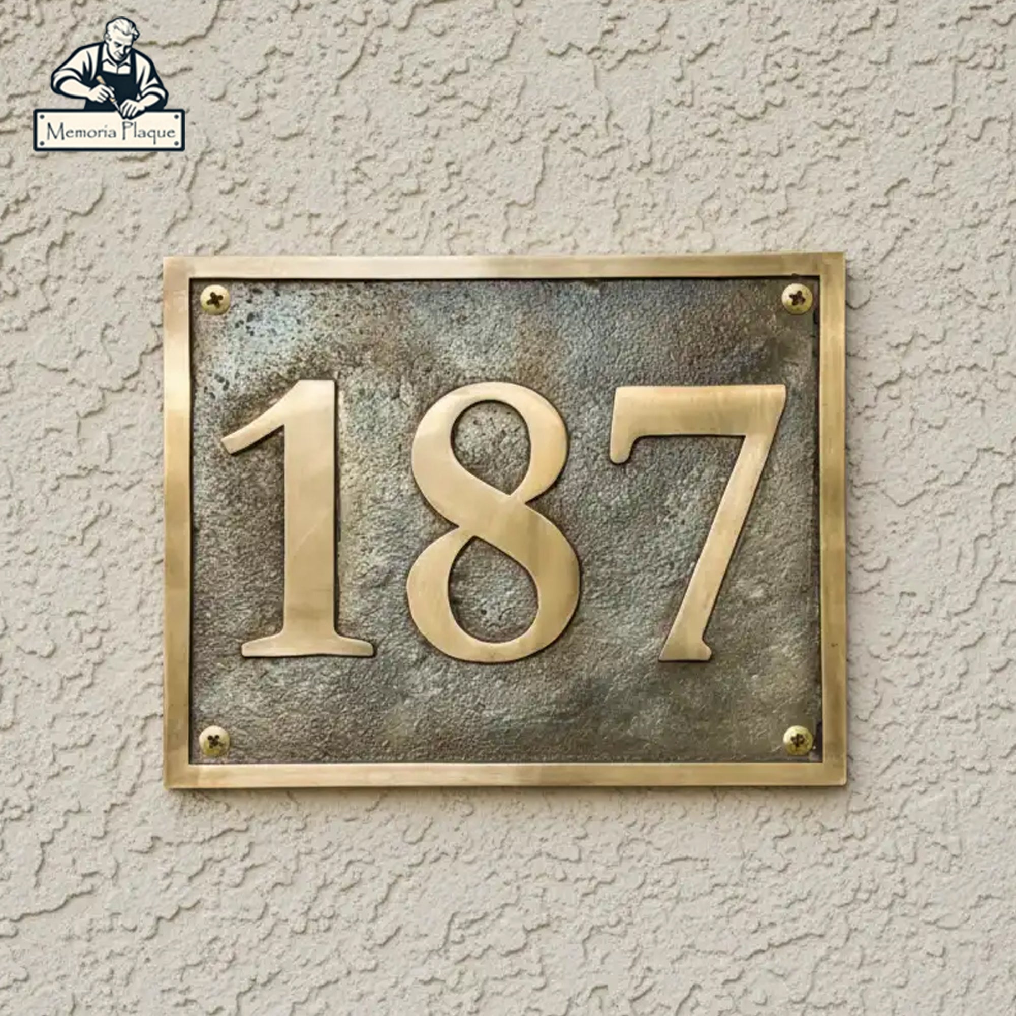 Brass House Number Plaque – Personalized Engraved Address Sign