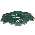Brass Address Plaques | Custom Brass Plaque In Patina Green Background