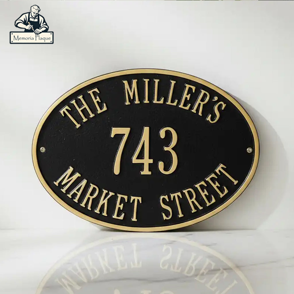 Address Plaques Bronze – Custom Oval Shape Sign