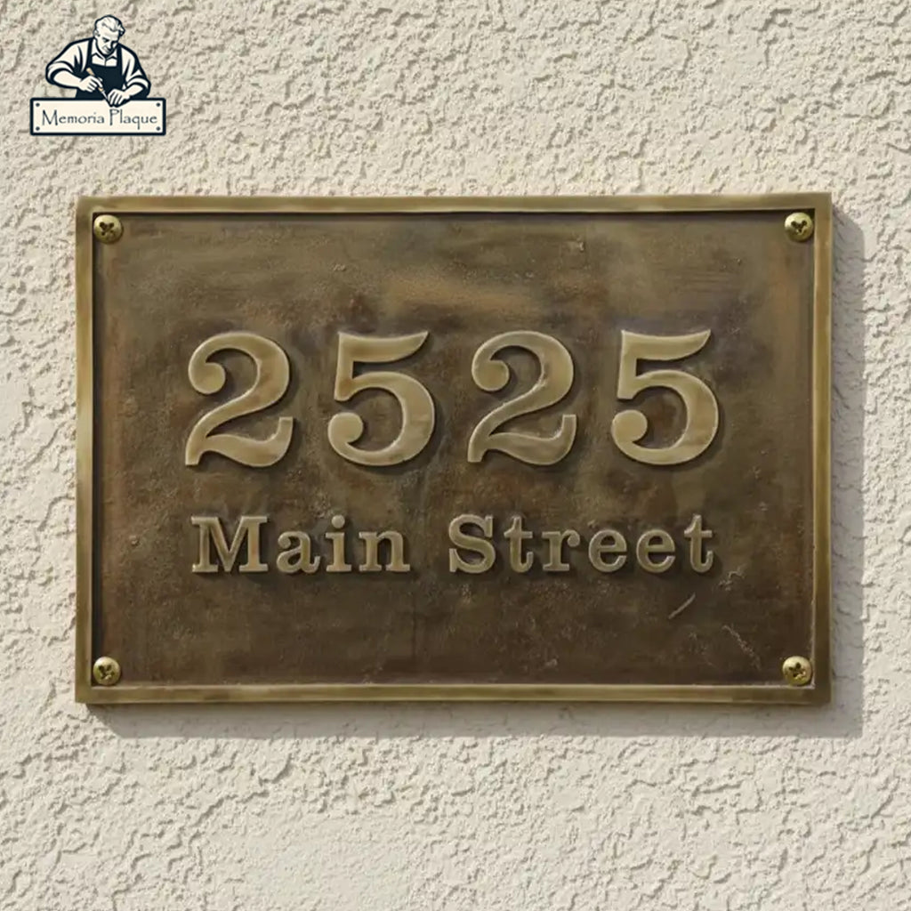 Brass House Number Plaque | Custom Engraved Brass Address Plaques