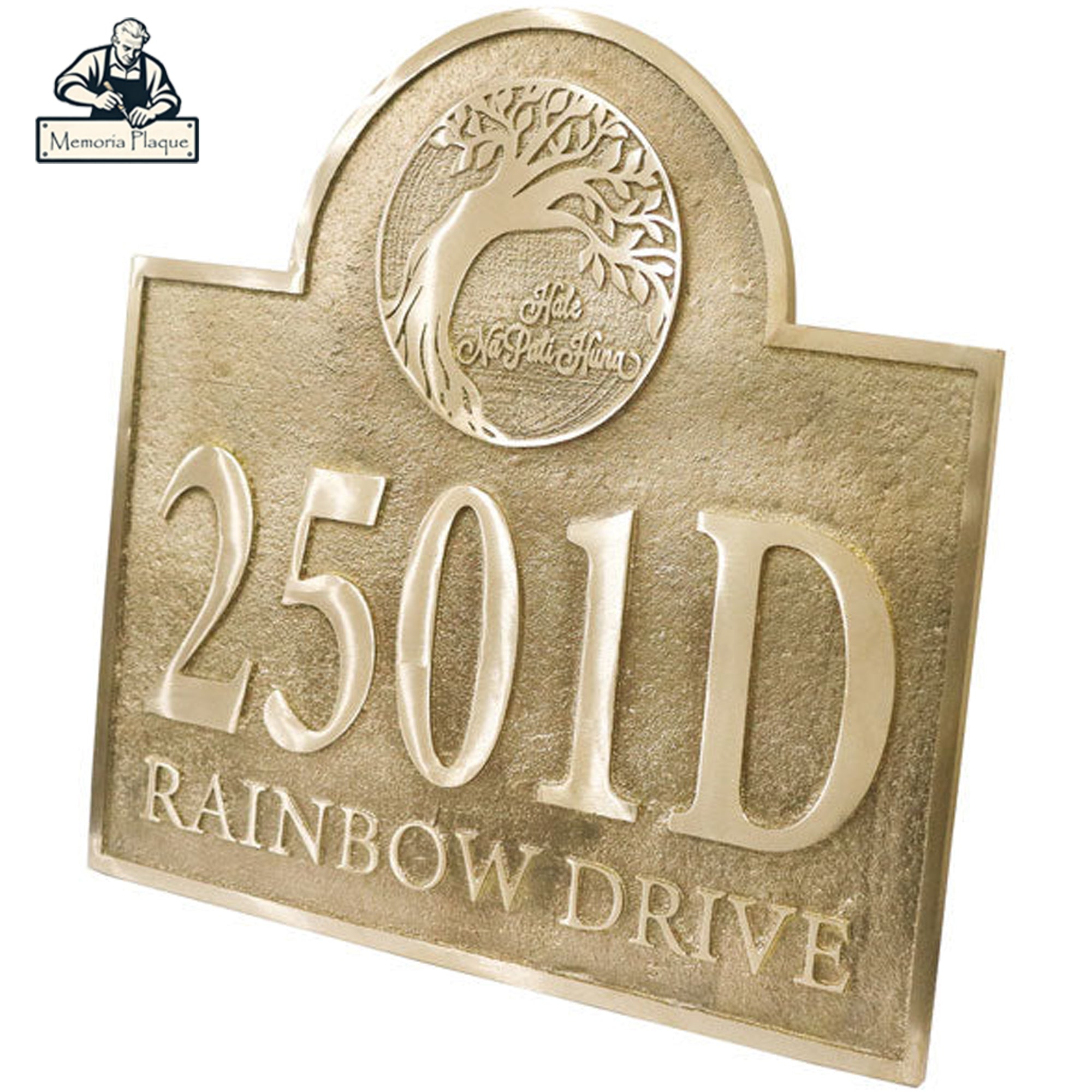 Brass Address Plaque – Custom Name, Number ,Logo and Size