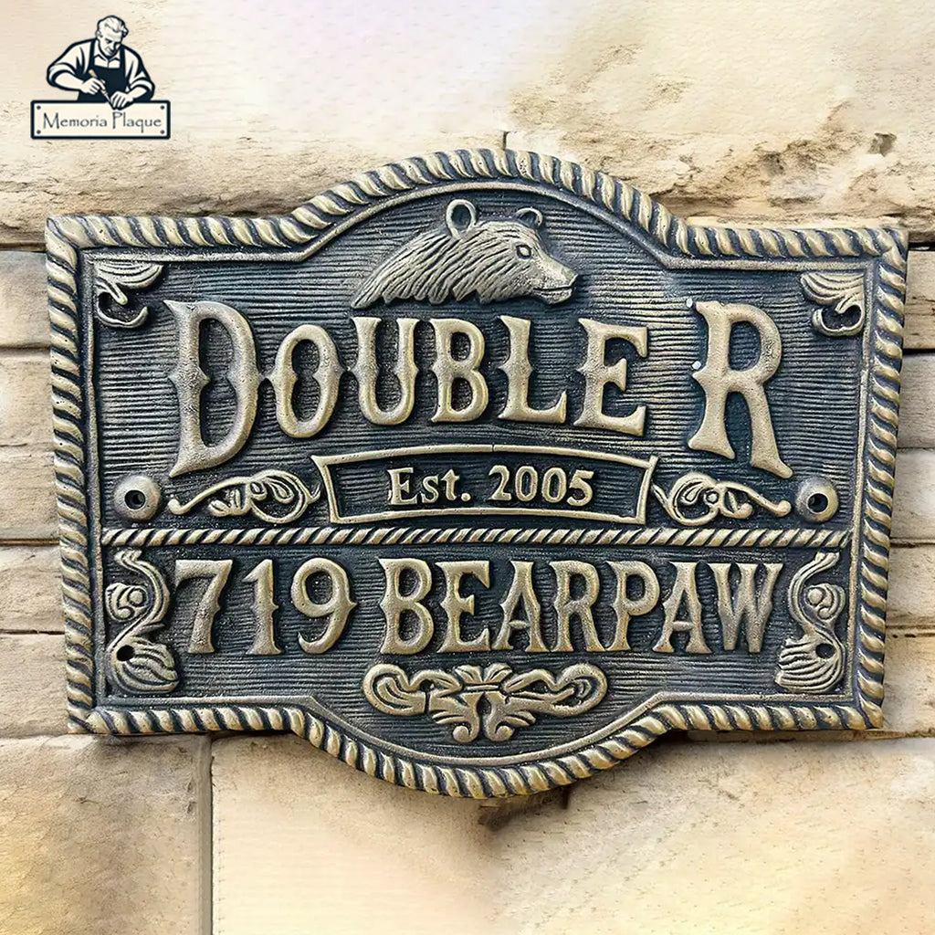 3D Address Plaque in Brass or Bronze | Raised Letter House Sign