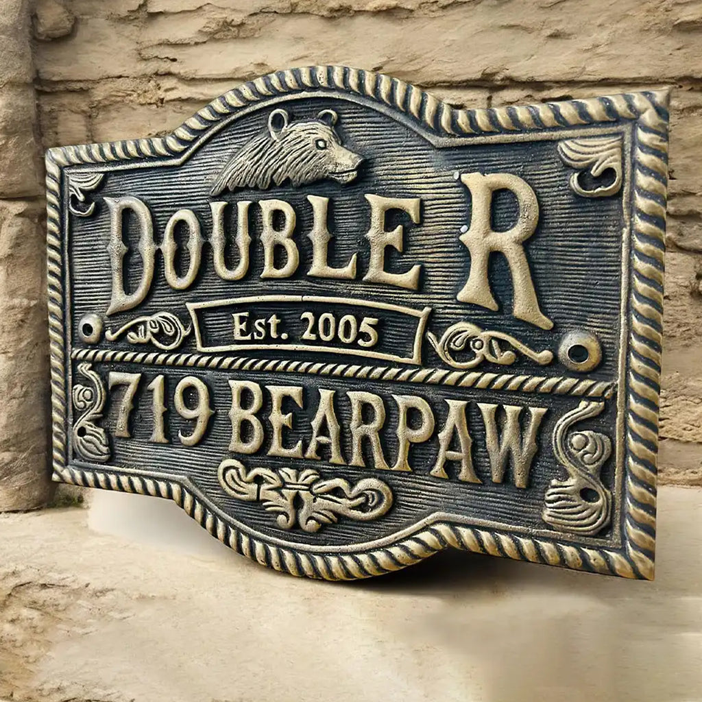 3D Address Plaque in Brass or Bronze | Raised Letter House Sign