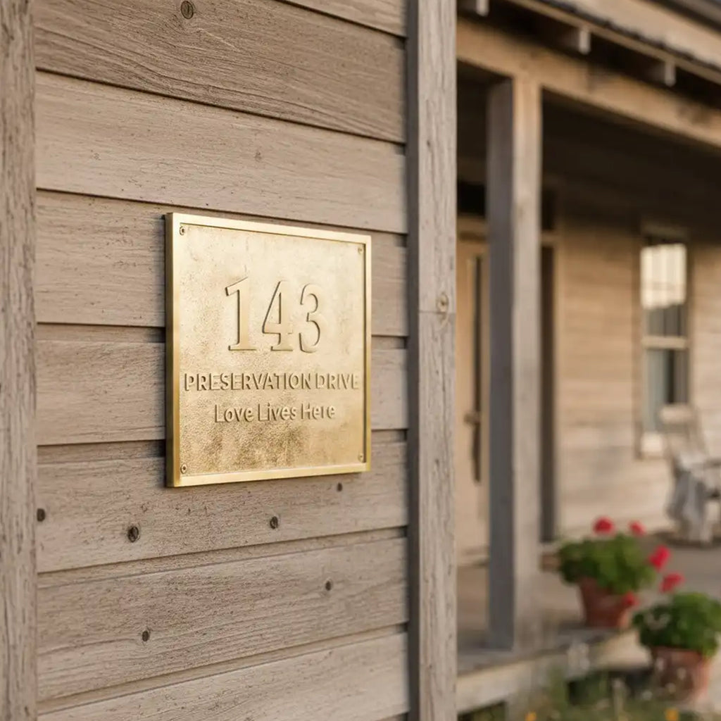 Brass House Number Plaque Custom Engraved Address Brass Plate