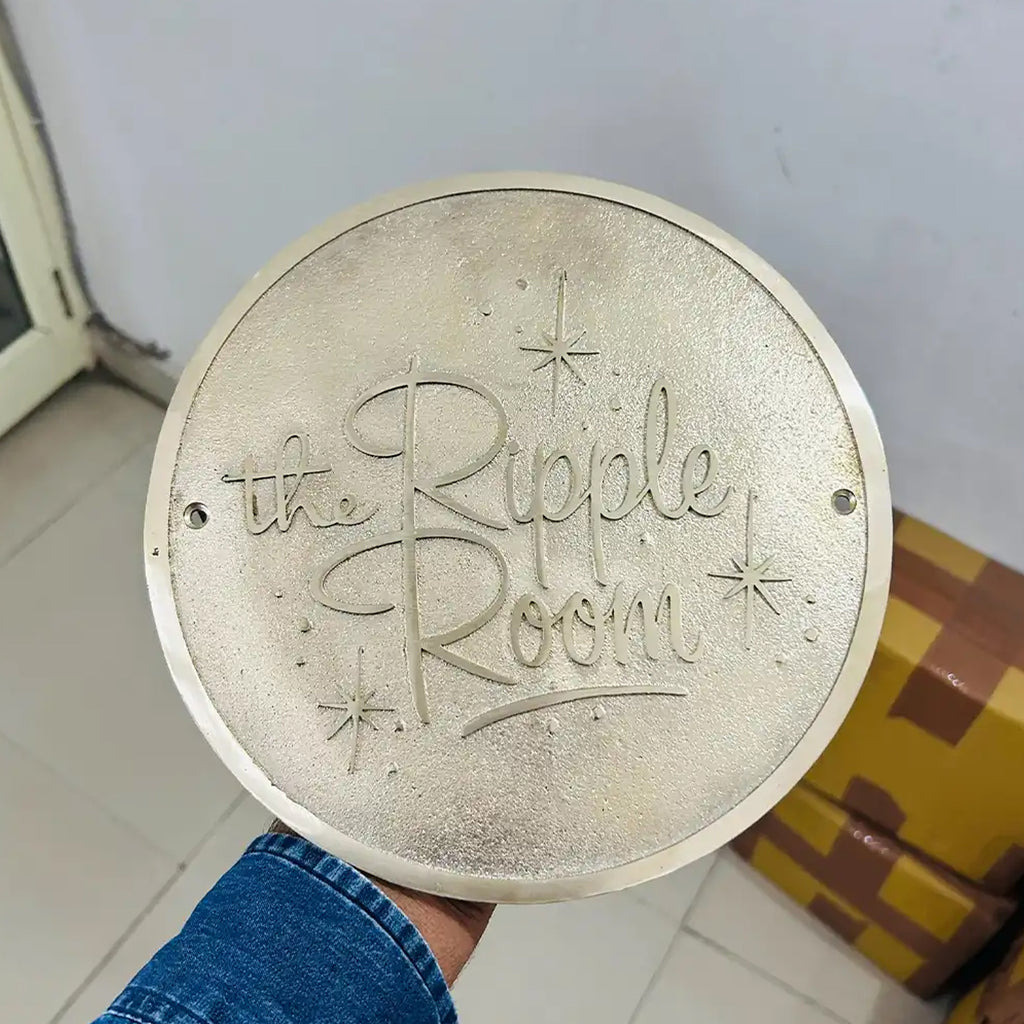 Custom Brass Sign | Brass Name Plate for Door Round Shape