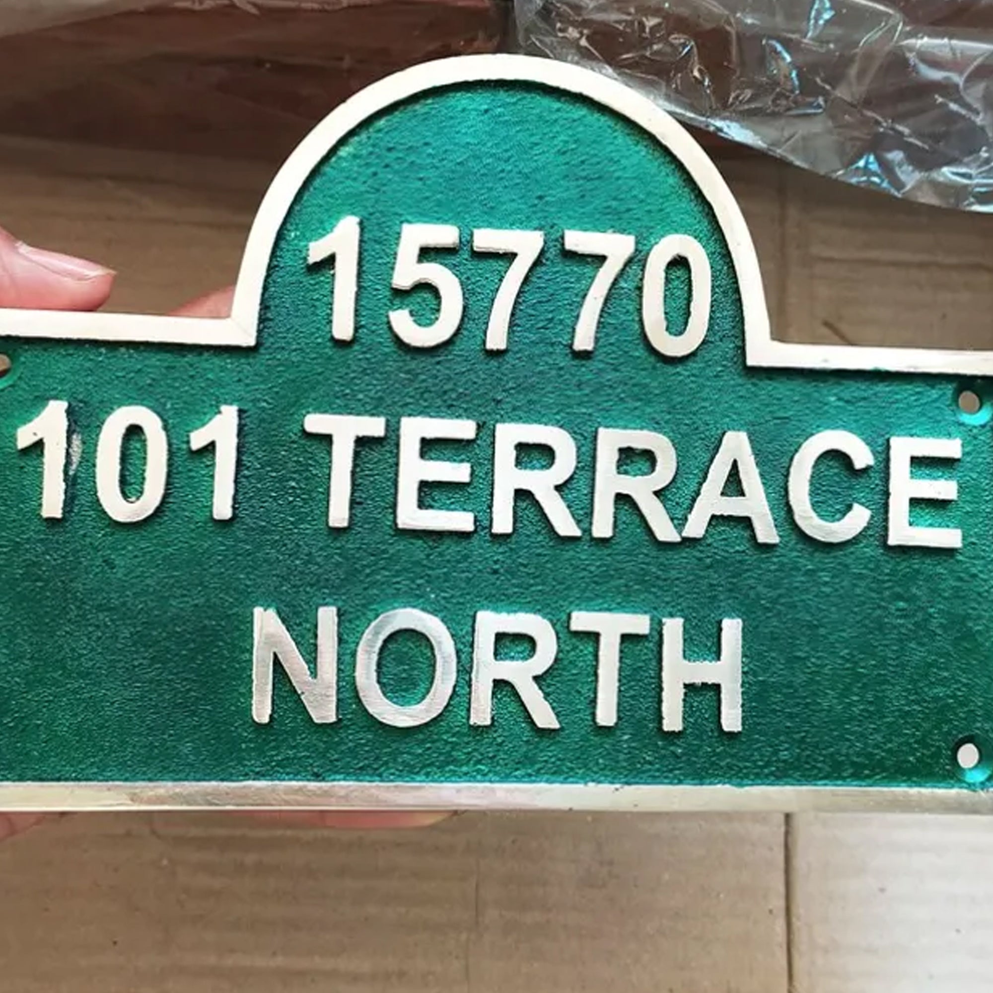 Custom Brass Address Plaque with Top Arch | House Number Sign