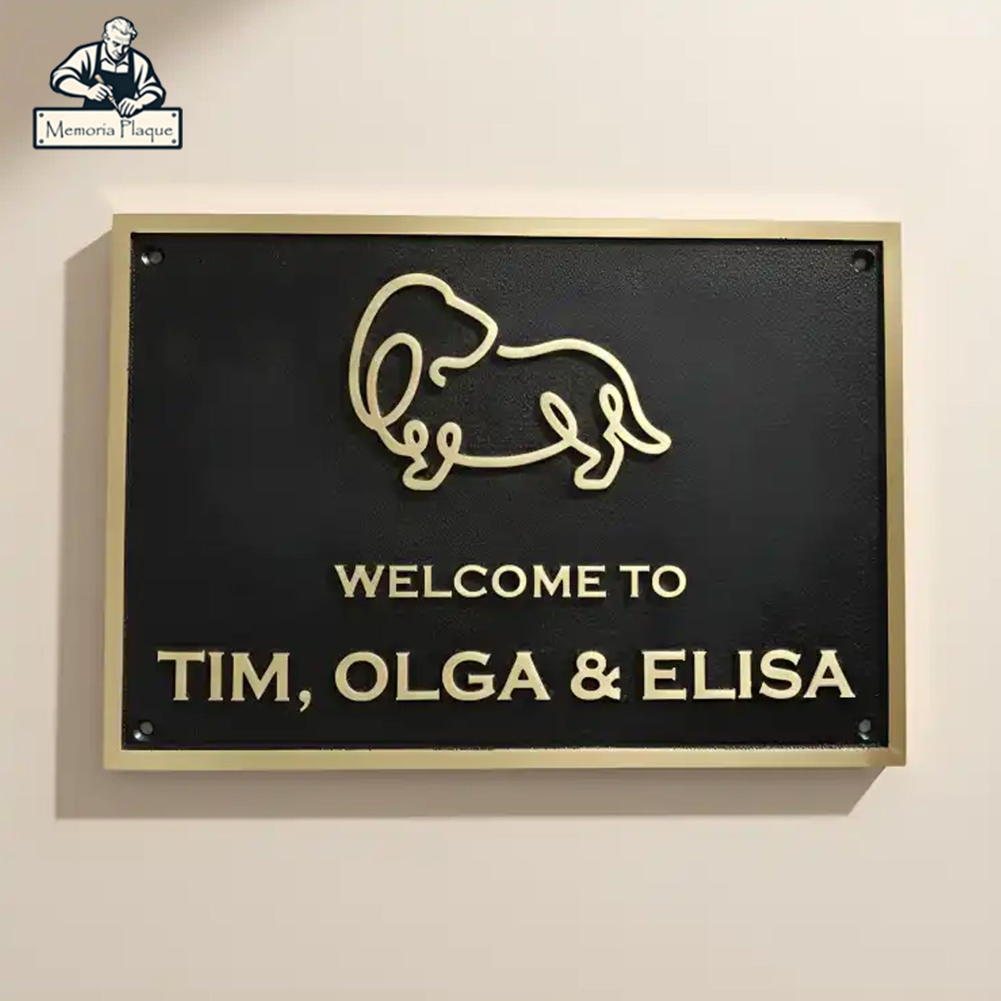 Brass Plaque – Custom Engraved Name Plate with Black Surface Finish